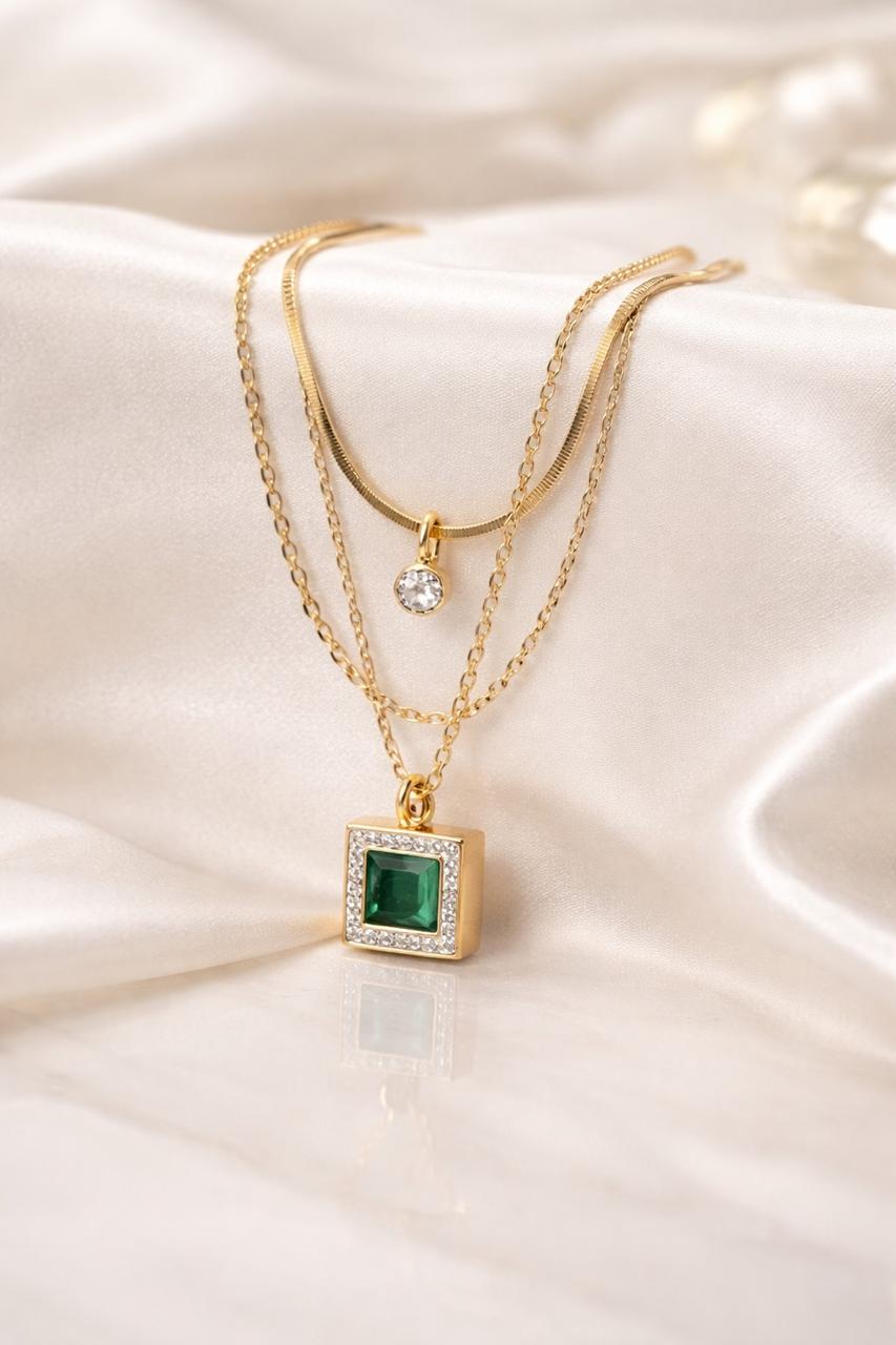 ELIORA – Emerald Layered Gold Necklace