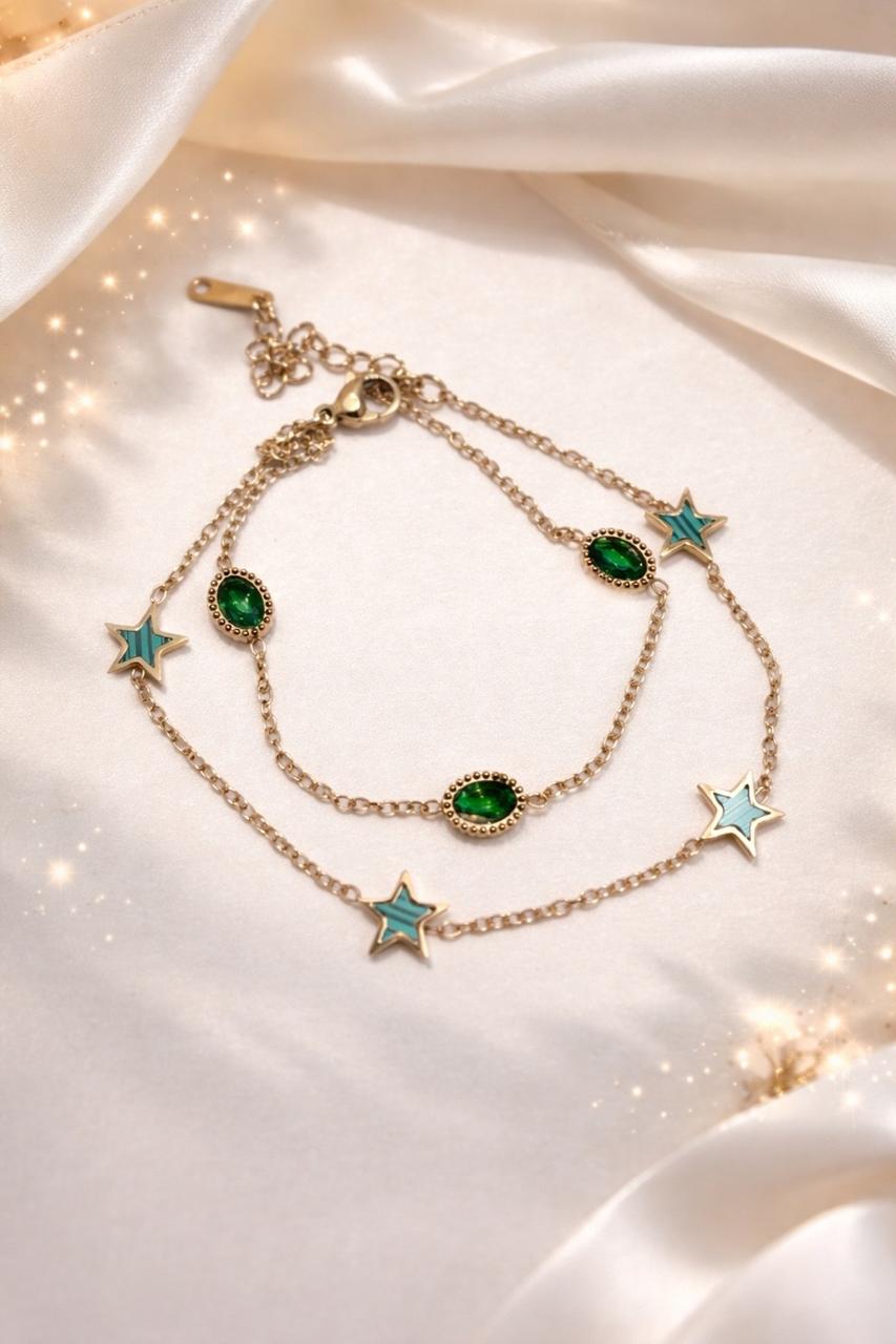 Emerald Star Charm Bracelet