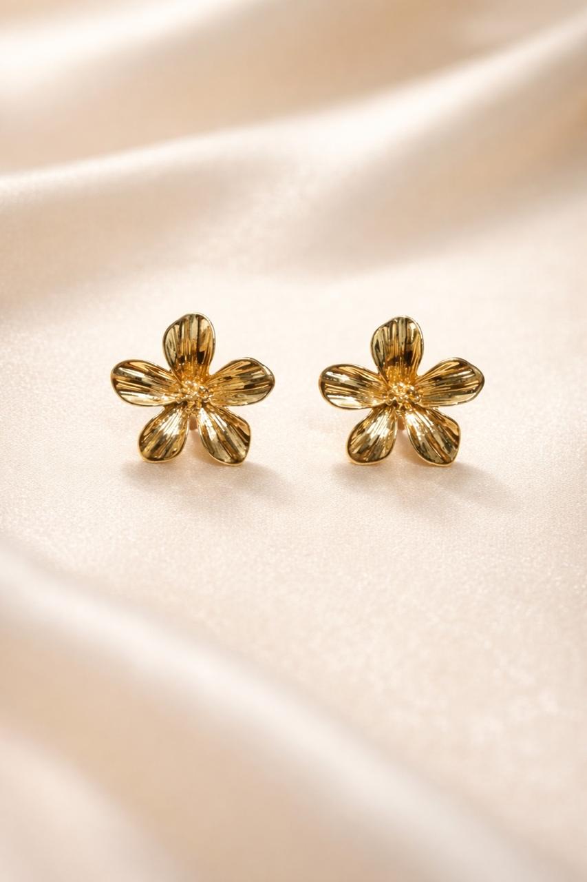 Floral Gold Stud Earrings