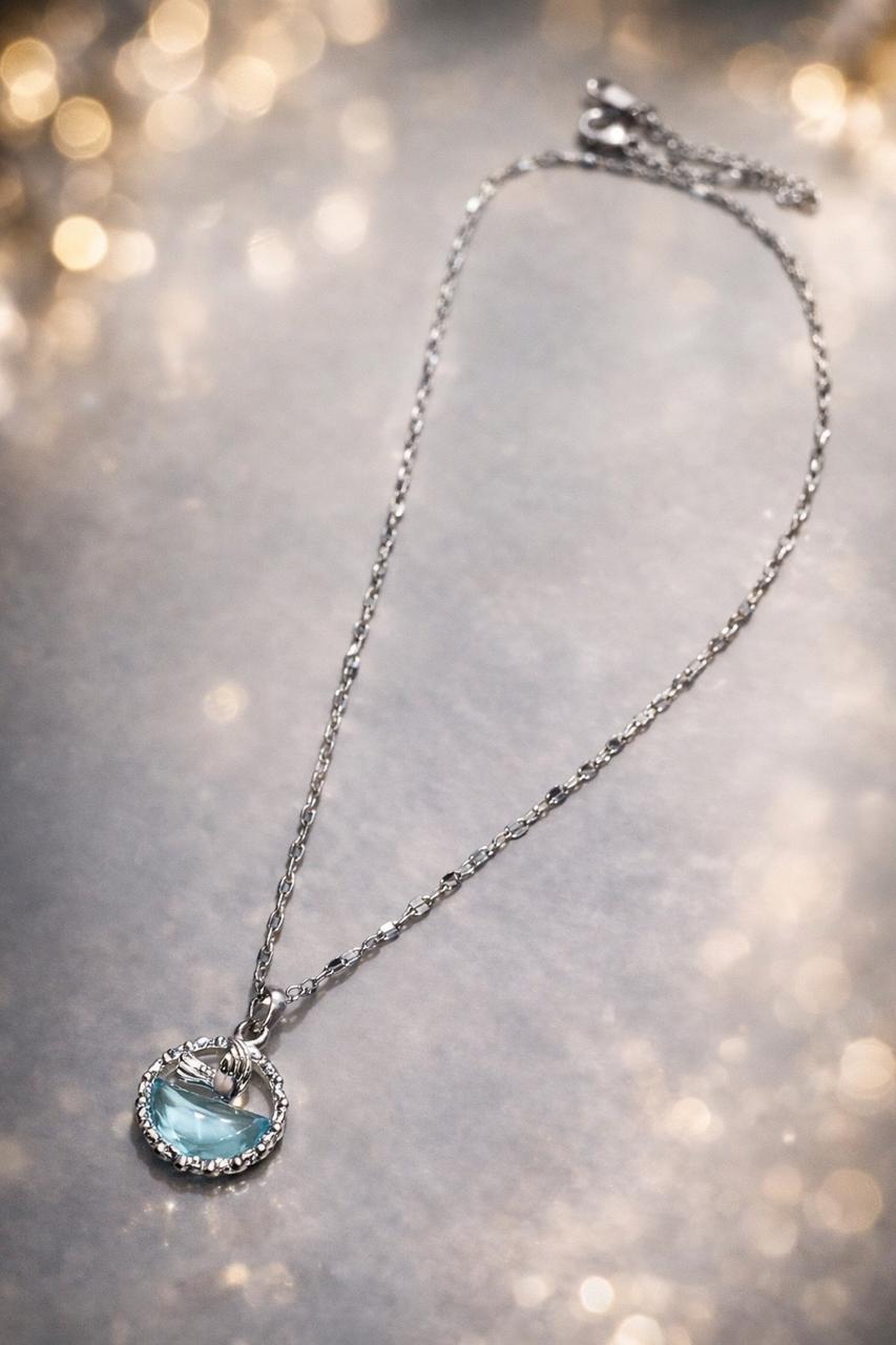 Eliora Aqua Halo Pendant Necklace